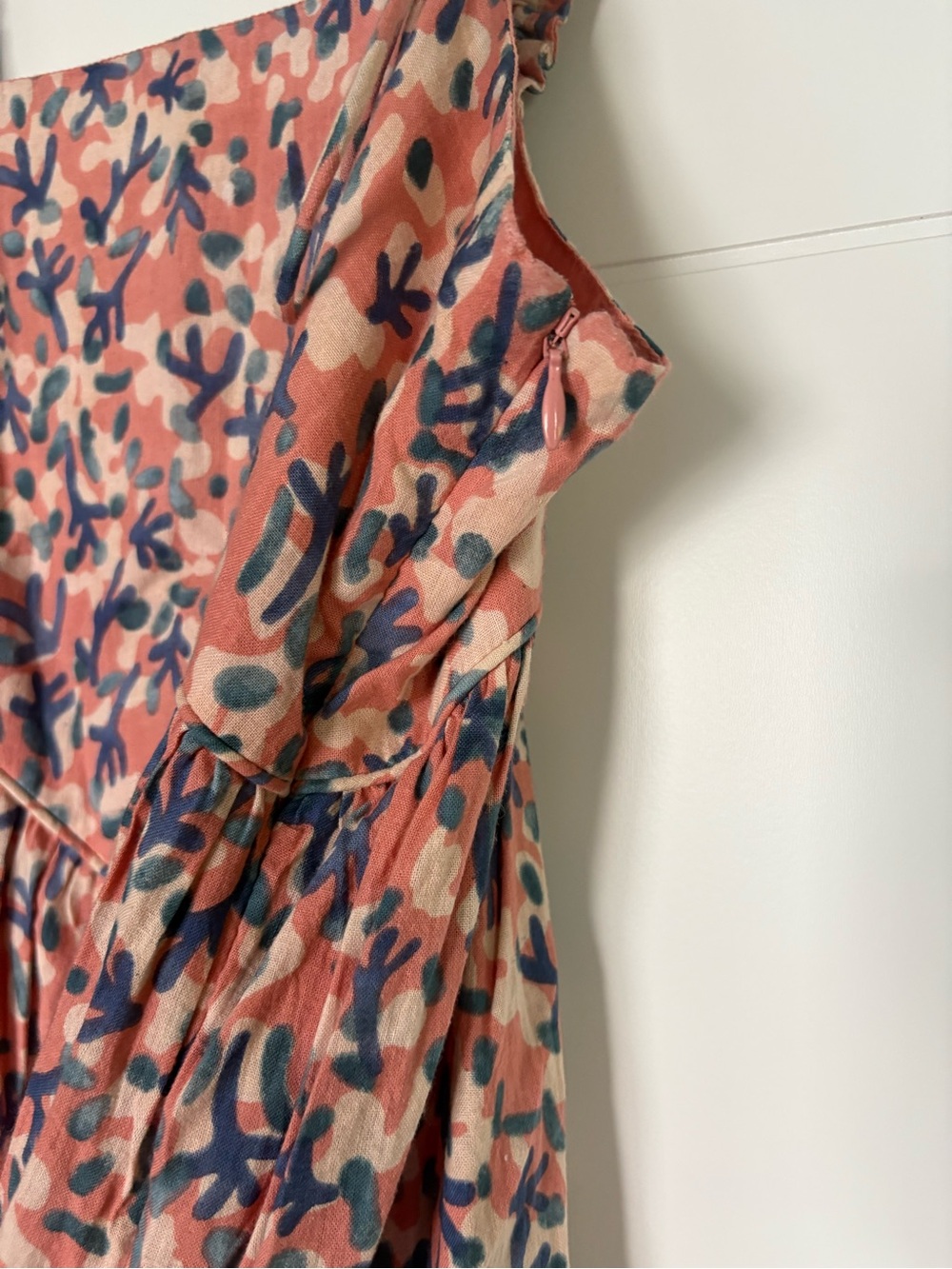 MIRTH Newport midi dress in geranium size L coral cotton - Picture 4 of 16